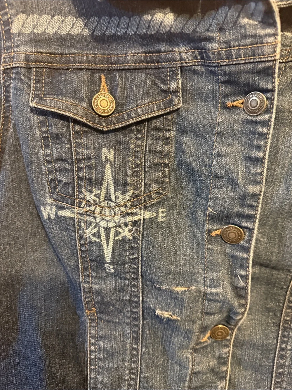 croft & barrow Dark Blue Denim Jacket with Light Blue Anchor Graphic